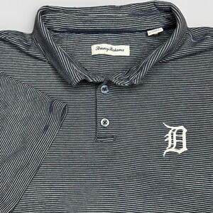 Tommy Bahama MLB Detroit Tigers Polo Shirt Mens XXL Blue Striped Baseball Golf
